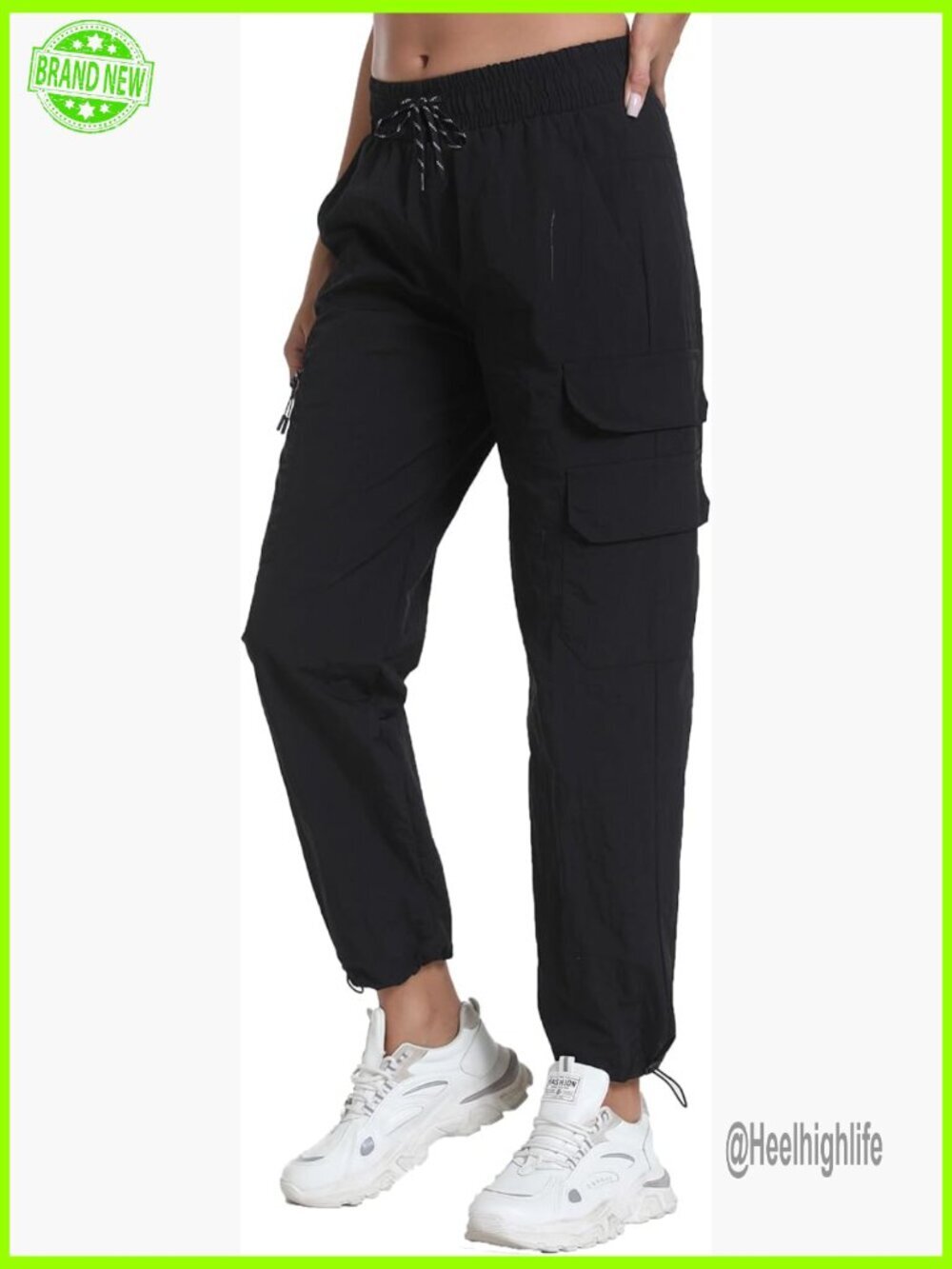 Women's Cargo Joggers with Pockets, Water Resistant Active Pants for Hiking